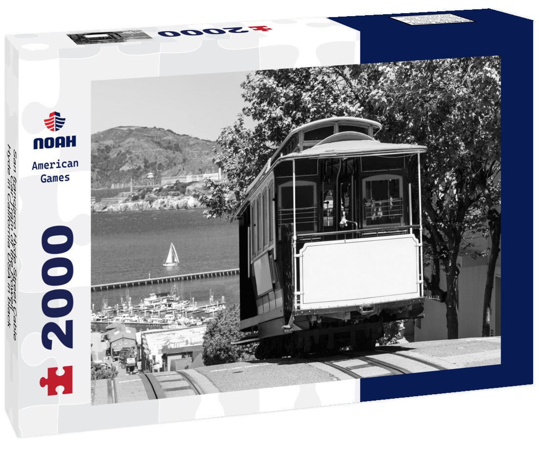 Noah Jigsaw Puzzle San francisco Hyde Street Cable Car Tram of the Powell-Hyde in California USA in black white 2000 pieces