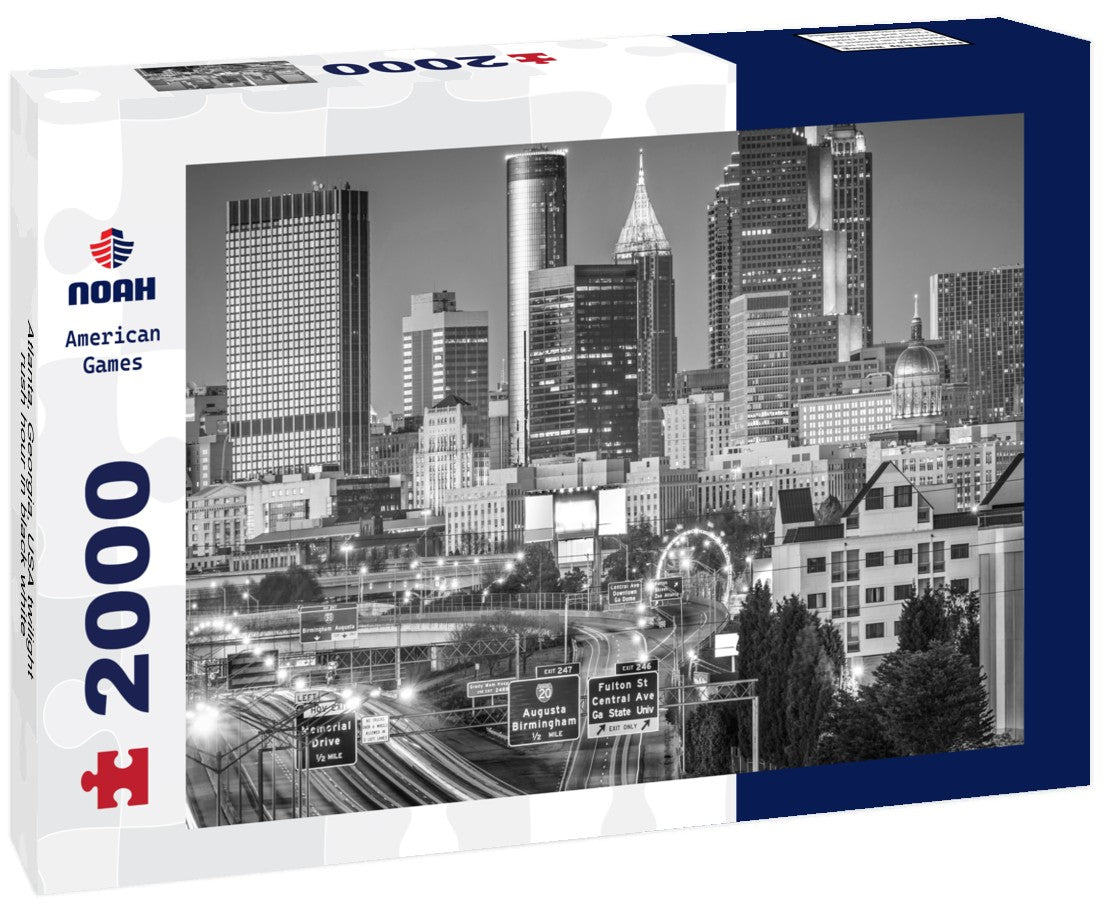 Noah Jigsaw Puzzle Atlanta, Georgia, USA twilight rush hour in black white 2000 pieces