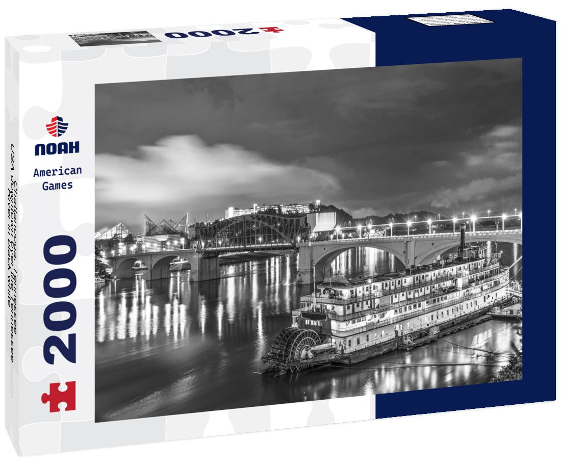 Noah Jigsaw Puzzle Chattanooga, Tennessee, USA downtown over the Tennessee River in black white 2000 pieces