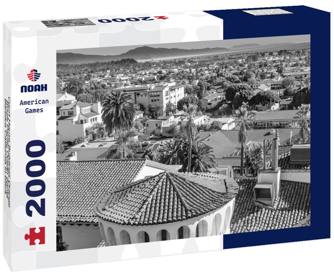 Noah Jigsaw Puzzle Court House Buildings Orange Roofs Pacific Ocean Santa Barbara California in black white 2000 pieces
