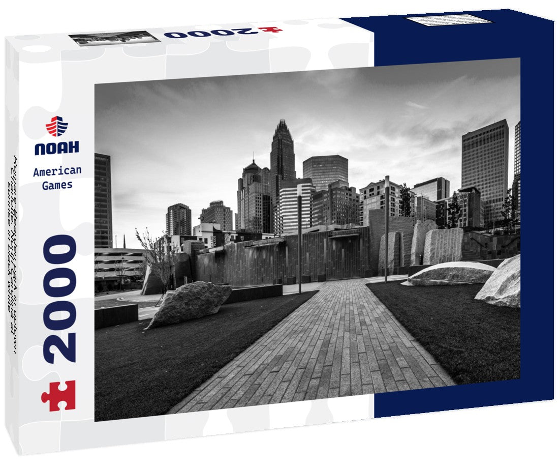 Noah Jigsaw Puzzle Romare-Bearden park in uptown Charlotte, North Carolina at sunrise in black white 2000 pieces