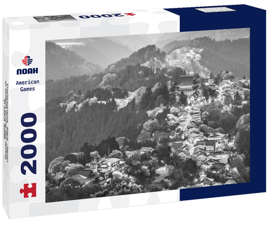 Noah Jigsaw Puzzle Yoshinoyama, Nara, Japan at twilight during the spring in black white 2000 pieces