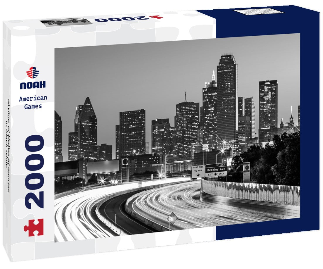 Noah Jigsaw Puzzle skyline of Dallas at sunrise in black white 2000 pieces