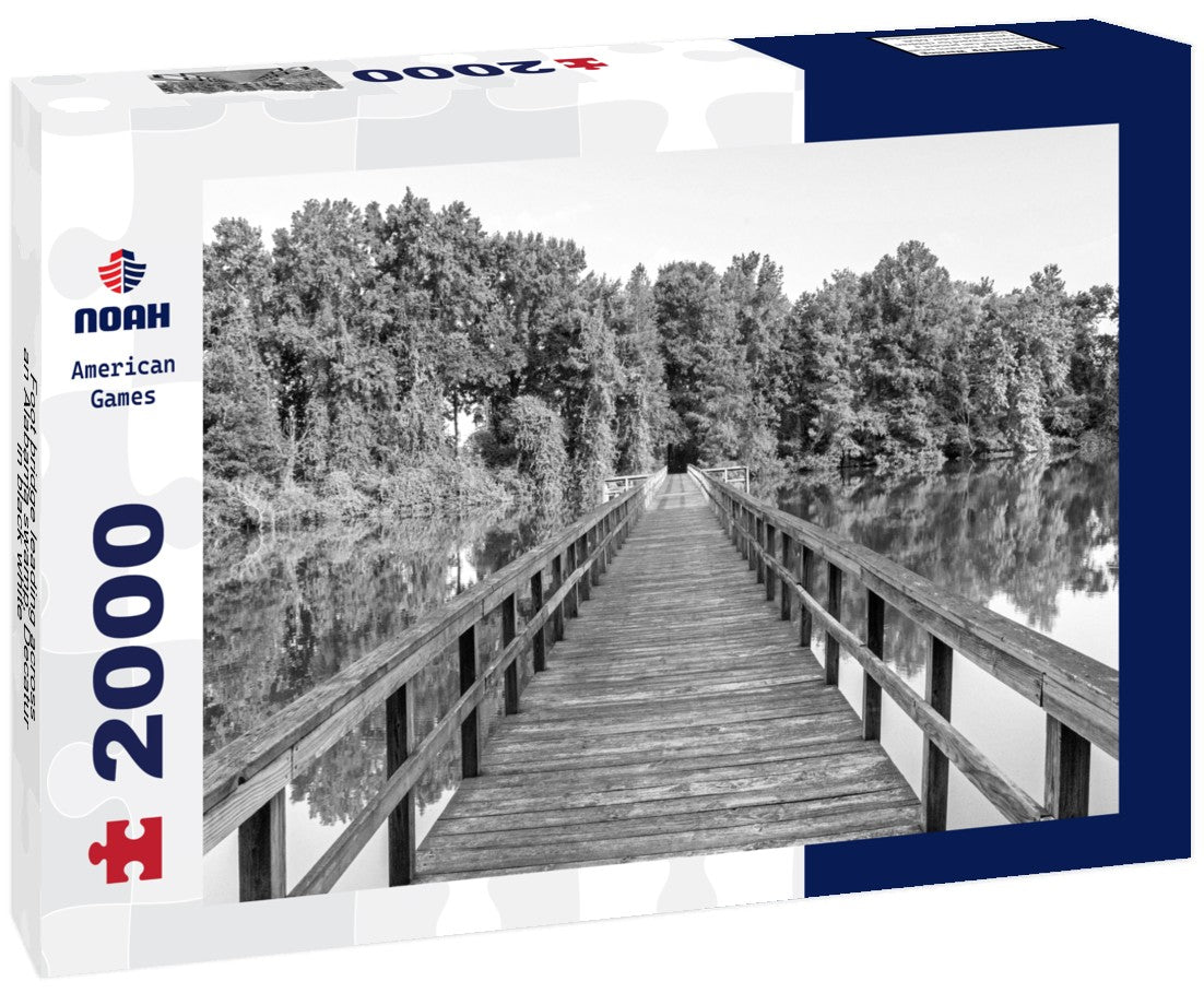 Noah Jigsaw Puzzle Foot bridge leading across an Alabama swamp, Decatur in black white 2000 pieces