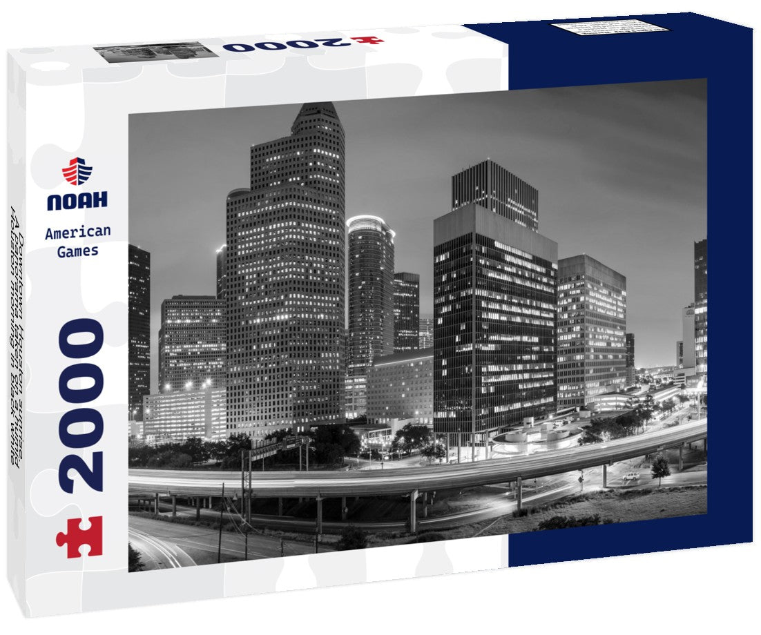 Noah Jigsaw Puzzle Downtown Houston sunrise. A panorama taken on a humid Houston morning in black white 2000 pieces