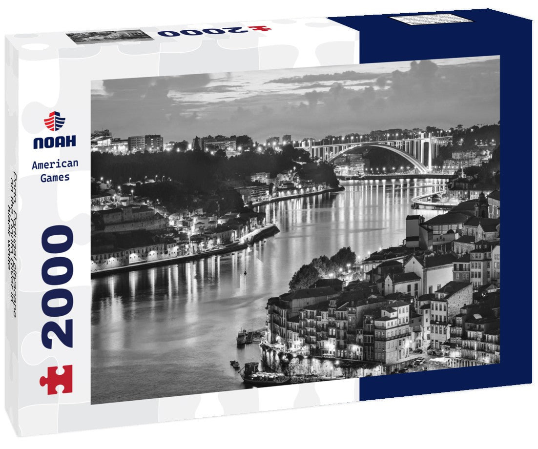 Noah Jigsaw Puzzle Porto, Portugal cityscape on the Douro River in black white 2000 pieces