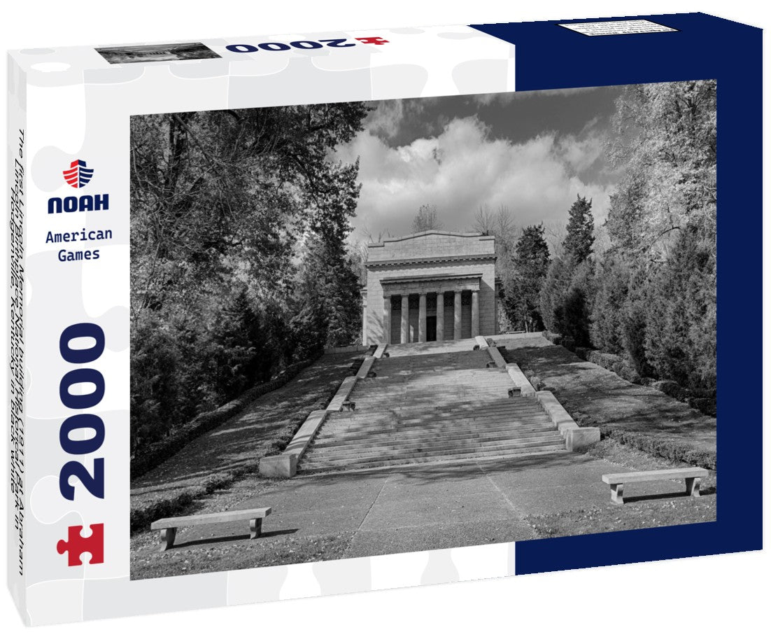 Noah Jigsaw Puzzle The first Lincoln Memorial building (1911) at Abraham Lincoln Birthplace National Historical Park in Hodgenville, Kentucky in black white 2000 pieces