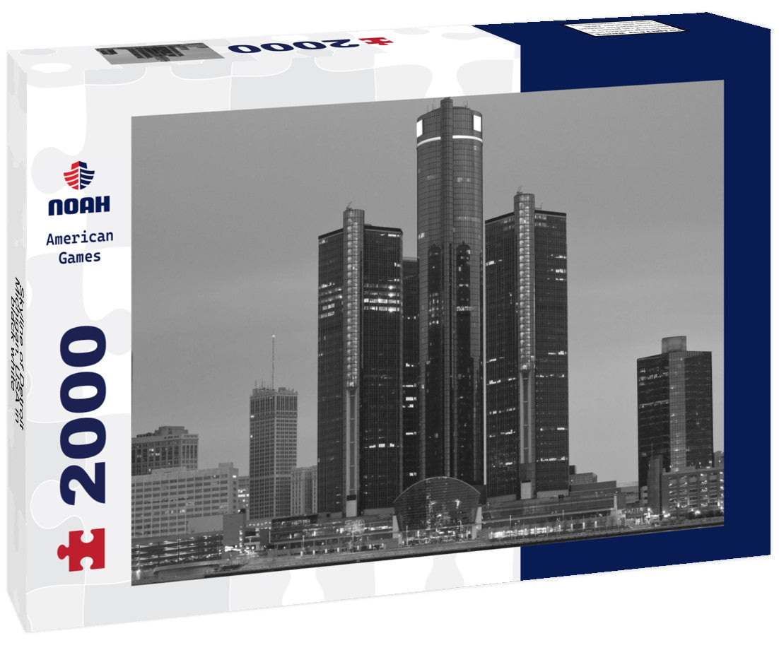 Noah Jigsaw Puzzle Skyline of Detroit, Michigan, USA in black white 2000 pieces