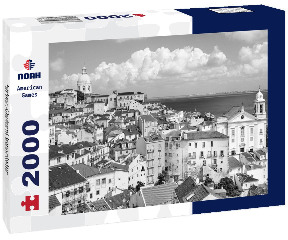 Noah Jigsaw Puzzle Lisbon, Portugal town skyline at the Alfama in black white 2000 pieces