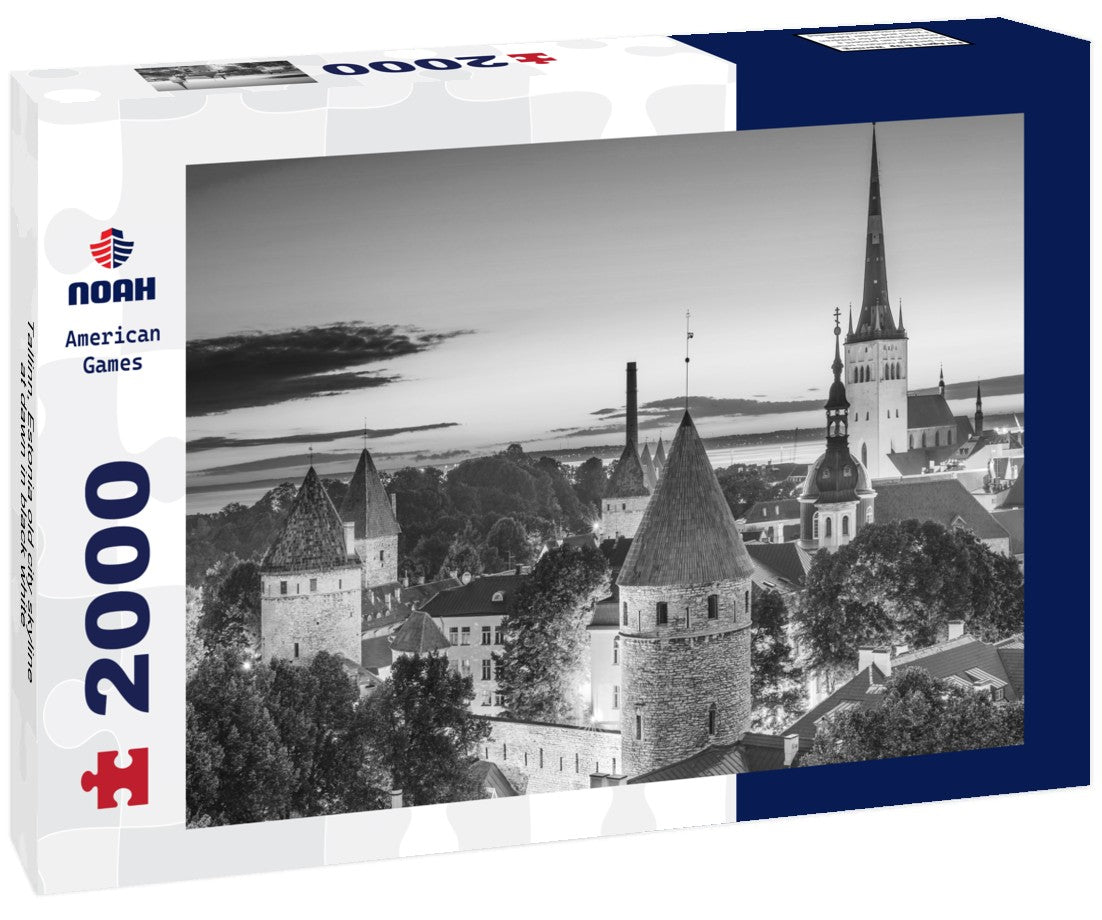 Noah Jigsaw Puzzle Tallinn, Estonia old city skyline at dawn in black white 2000 pieces