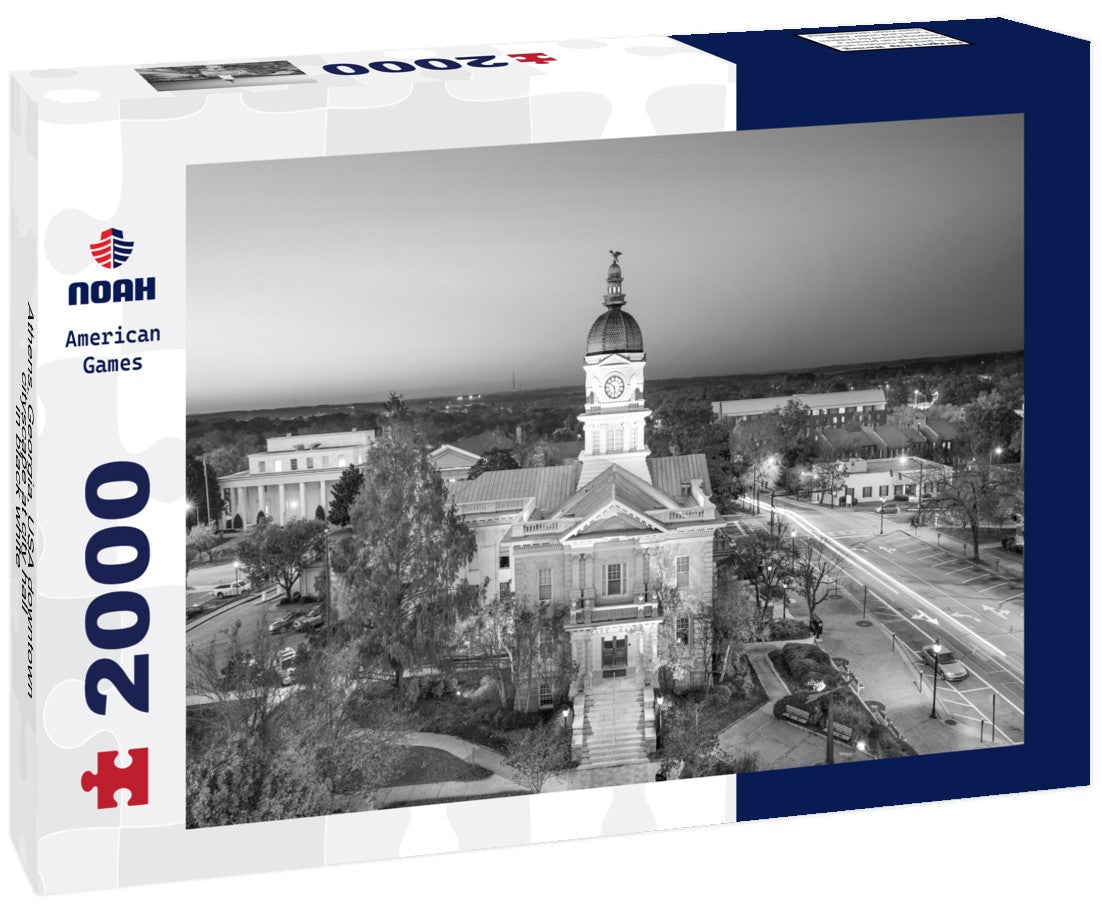 Noah Jigsaw Puzzle Athens, Georgia, USA downtown cityscape at city hall in black white 2000 pieces