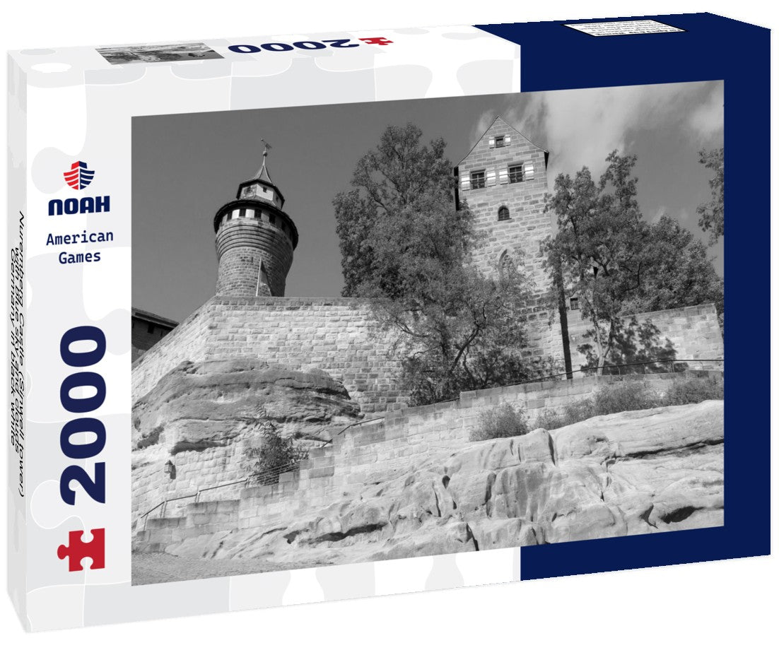 Noah Jigsaw Puzzle Nuremberg Castle (Sinwell tower) with blue sky and clouds, Germany in black white 2000 pieces