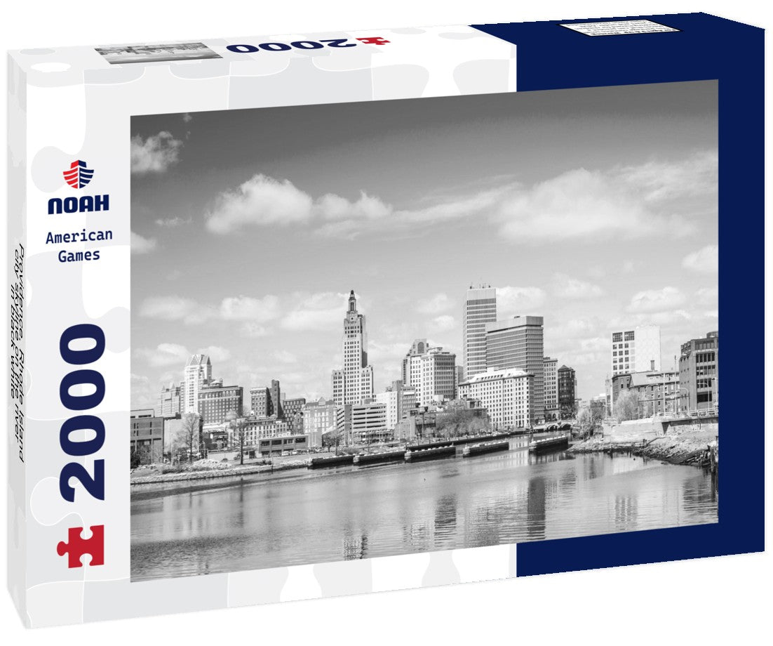 Noah Jigsaw Puzzle Providence, Rhode Island city skyline on the river in black white 2000 pieces