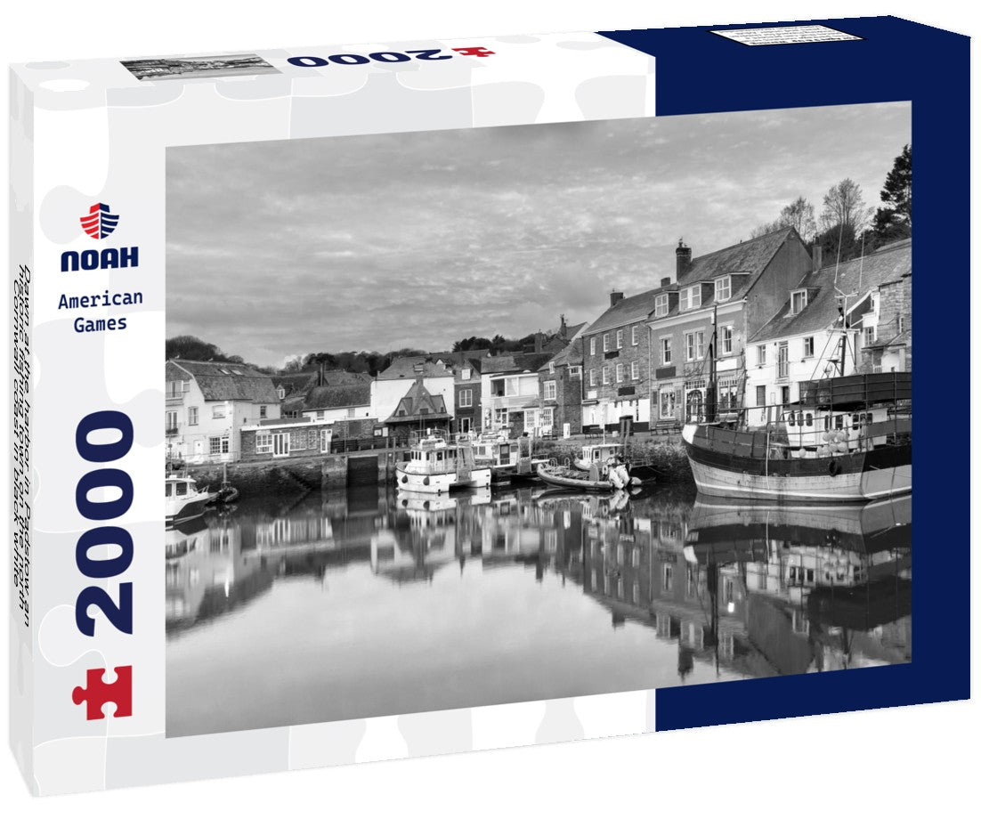 Noah Jigsaw Puzzle Dawn at the harbor in Padstow an historic fishing town on the north Cornwall coast in black white 2000 pieces