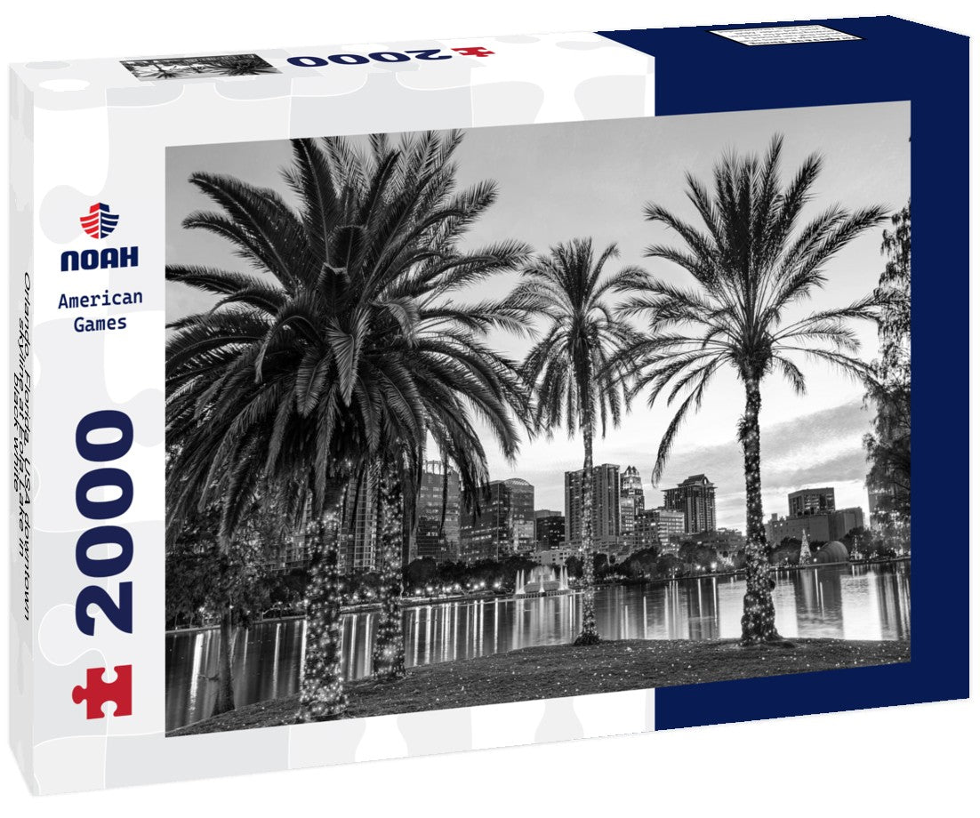 Noah Jigsaw Puzzle Orlando, Florida, USA downtown skyline at Eola Lake in black white 2000 pieces