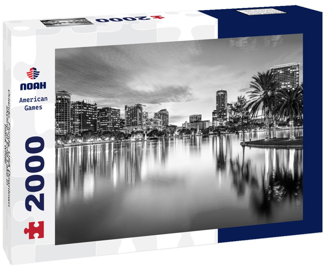 Noah Jigsaw Puzzle Orlando, Florida, USA Downtown skyline at Eola Lake in black white 2000 pieces