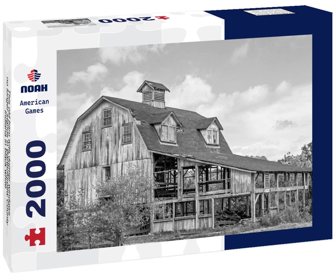 Noah Jigsaw Puzzle This old barn with dormer windows no longer stands in Bartholomew County, Indiana in black white 2000 pieces