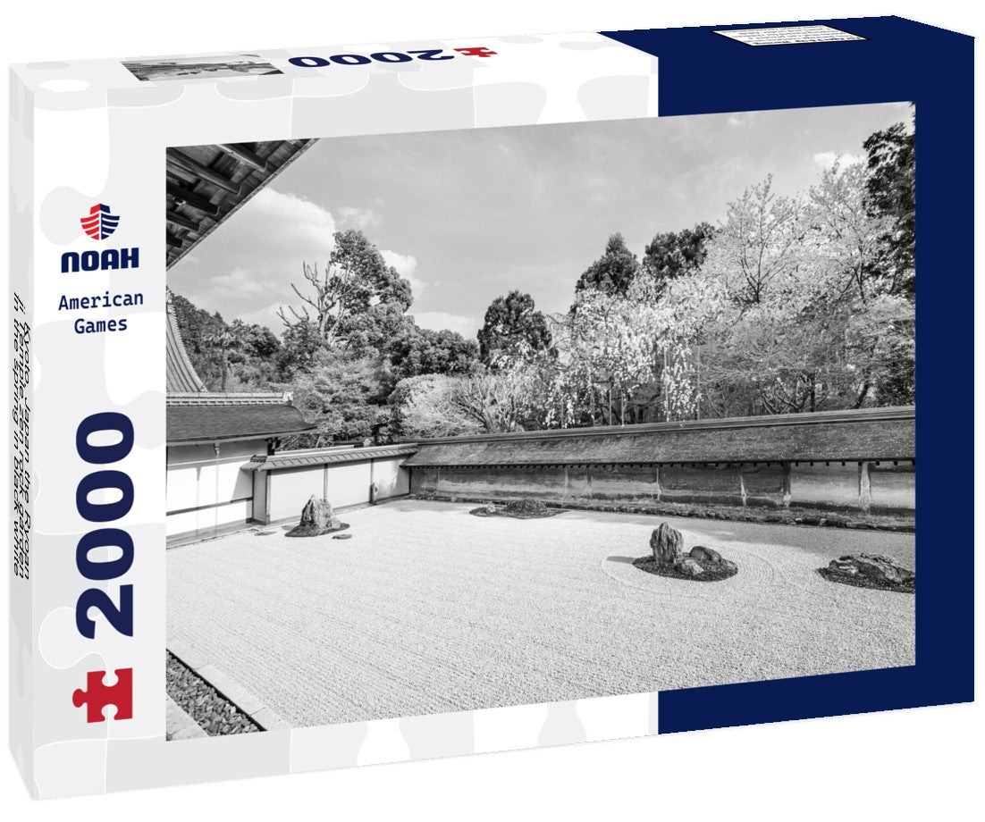 Noah Jigsaw Puzzle Kyoto, Japan the Ryoan-ji Temple zen rock garden in the spring in black white 2000 pieces