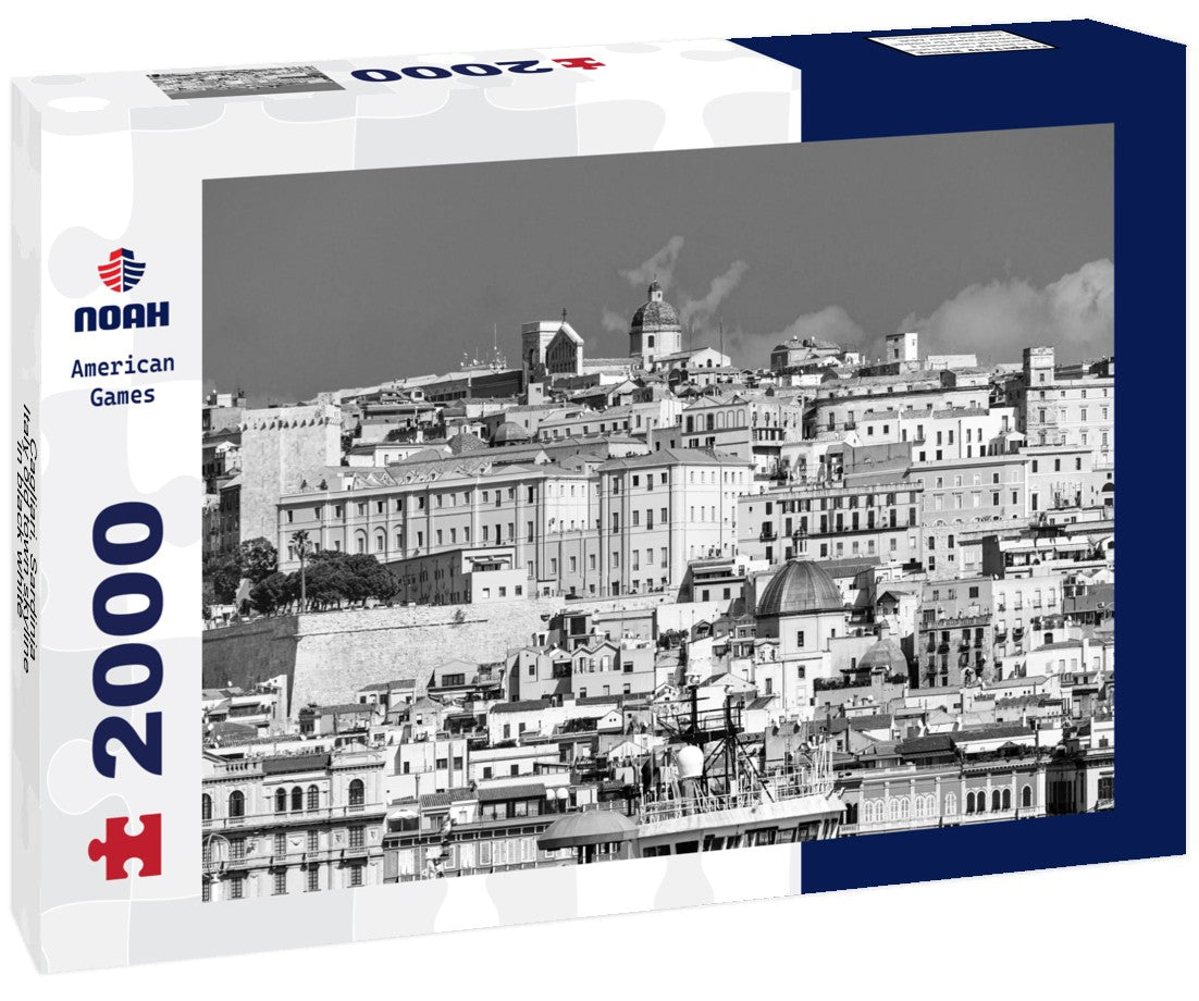 Noah Jigsaw Puzzle Cagliari, Sardinia, Italy old town skyline in black white 2000 pieces