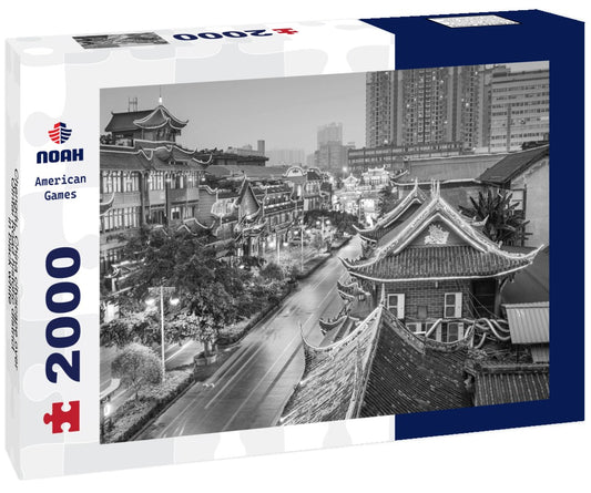 Noah Jigsaw Puzzle Chengdu, China cityscape over QIntai Road historic district in black white 2000 pieces