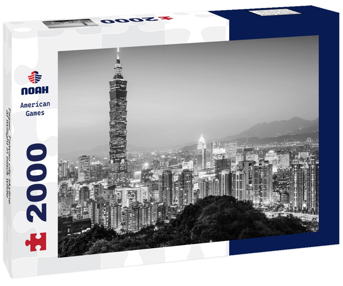 Noah Jigsaw Puzzle Taipei, Taiwan city skyline at twilight in black white 2000 pieces