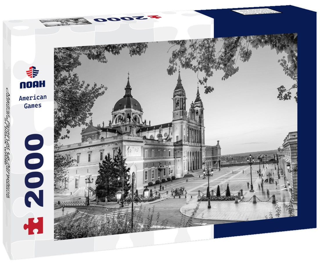 Noah Jigsaw Puzzle Madrid, Spain at La Almudena Cathedral and the Royal Palace in black white 2000 pieces