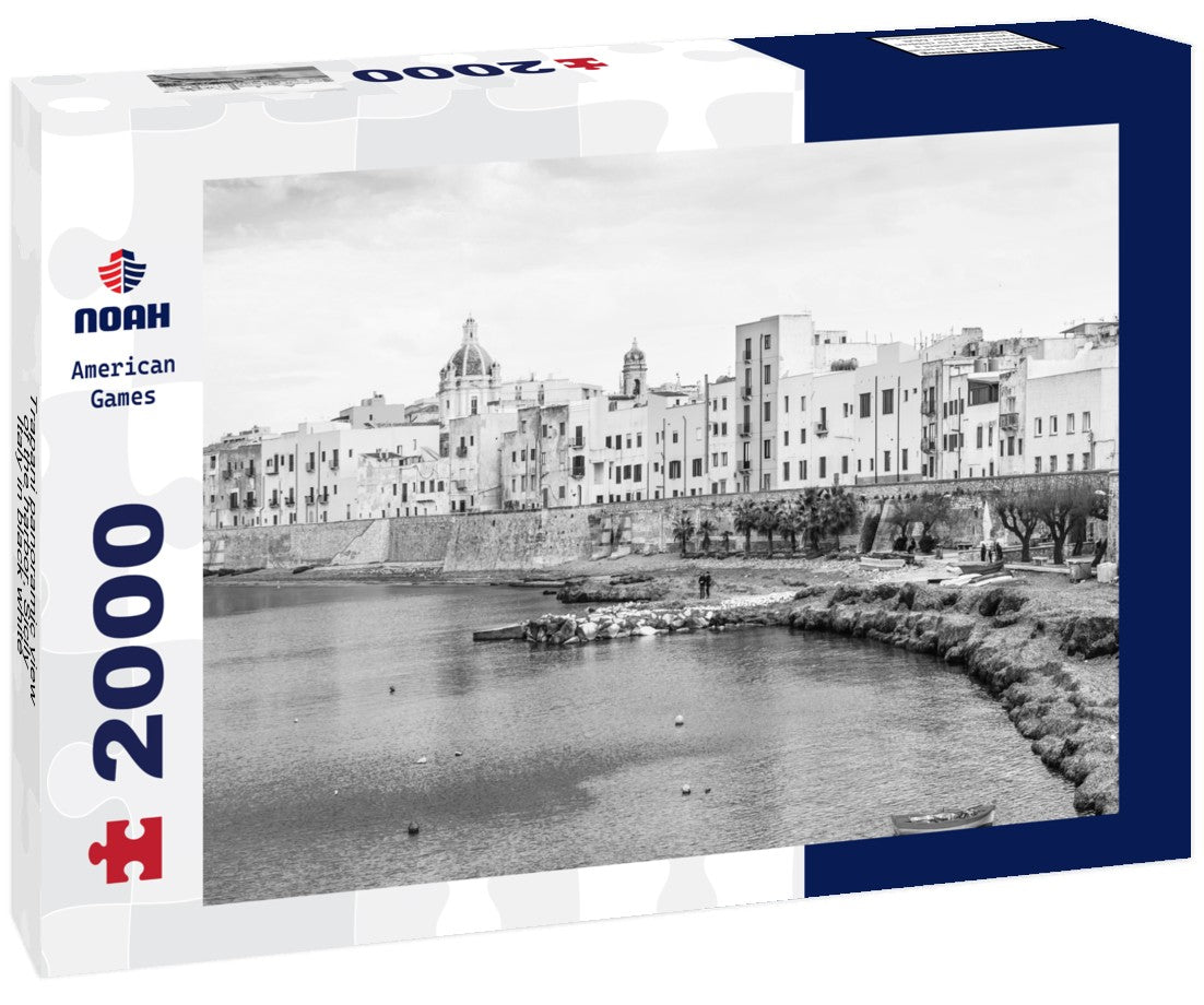 Noah Jigsaw Puzzle Trapani panoramic view of the harbor, Sicily, Italy in black white 2000 pieces