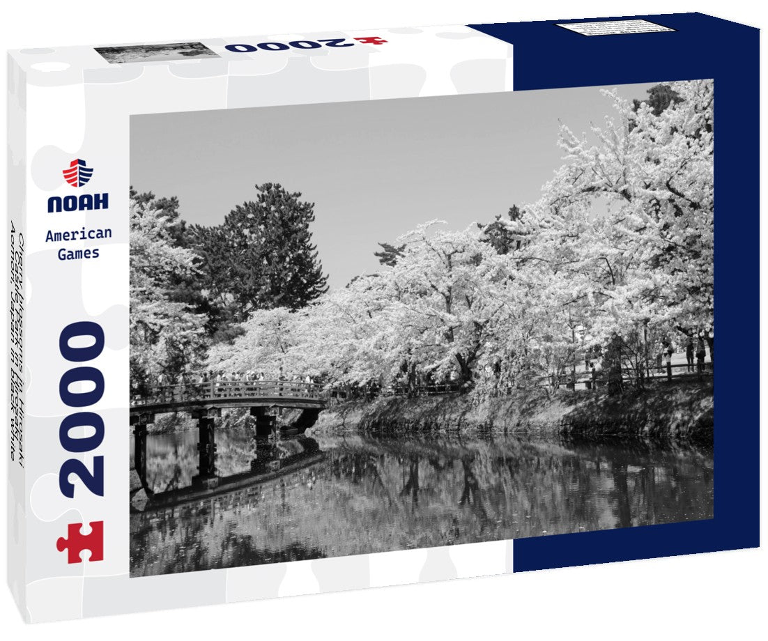 Noah Jigsaw Puzzle Cherry blossoms in Hirosaki Castle Park in Hirosaki, Aomori, Japan in black white 2000 pieces