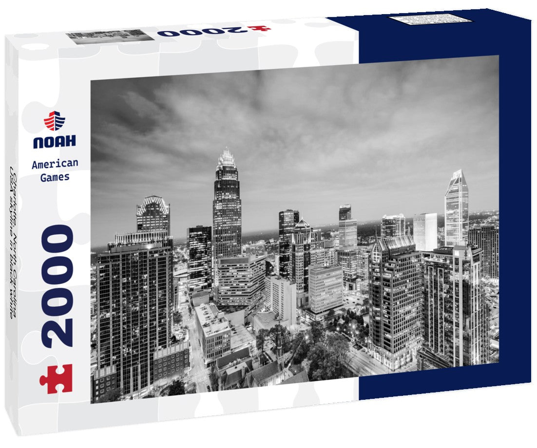 Noah Jigsaw Puzzle Charlotte, North Carolina, USA skyline in black white 2000 pieces