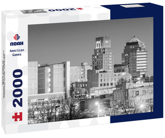 Noah Jigsaw Puzzle Durham, North Carolina, USA downtown city skyline in black white 2000 pieces