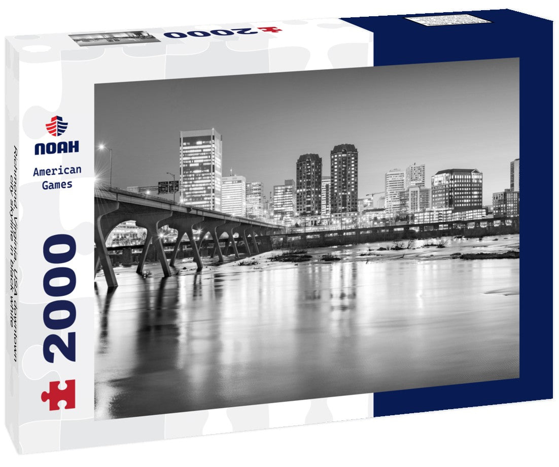 Noah Jigsaw Puzzle Richmond, Virginia, USA downtown city skyline in black white 2000 pieces