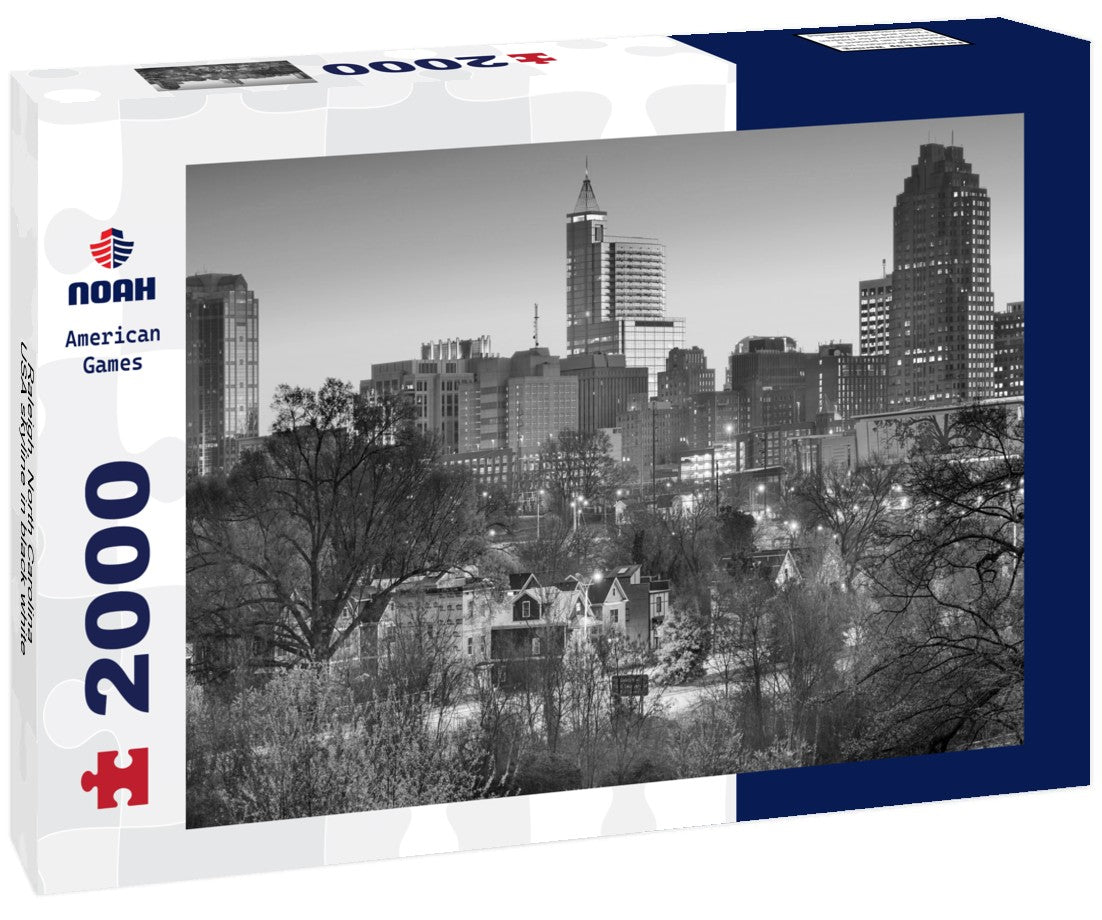 Noah Jigsaw Puzzle Raleigh, North Carolina, USA skyline in black white 2000 pieces