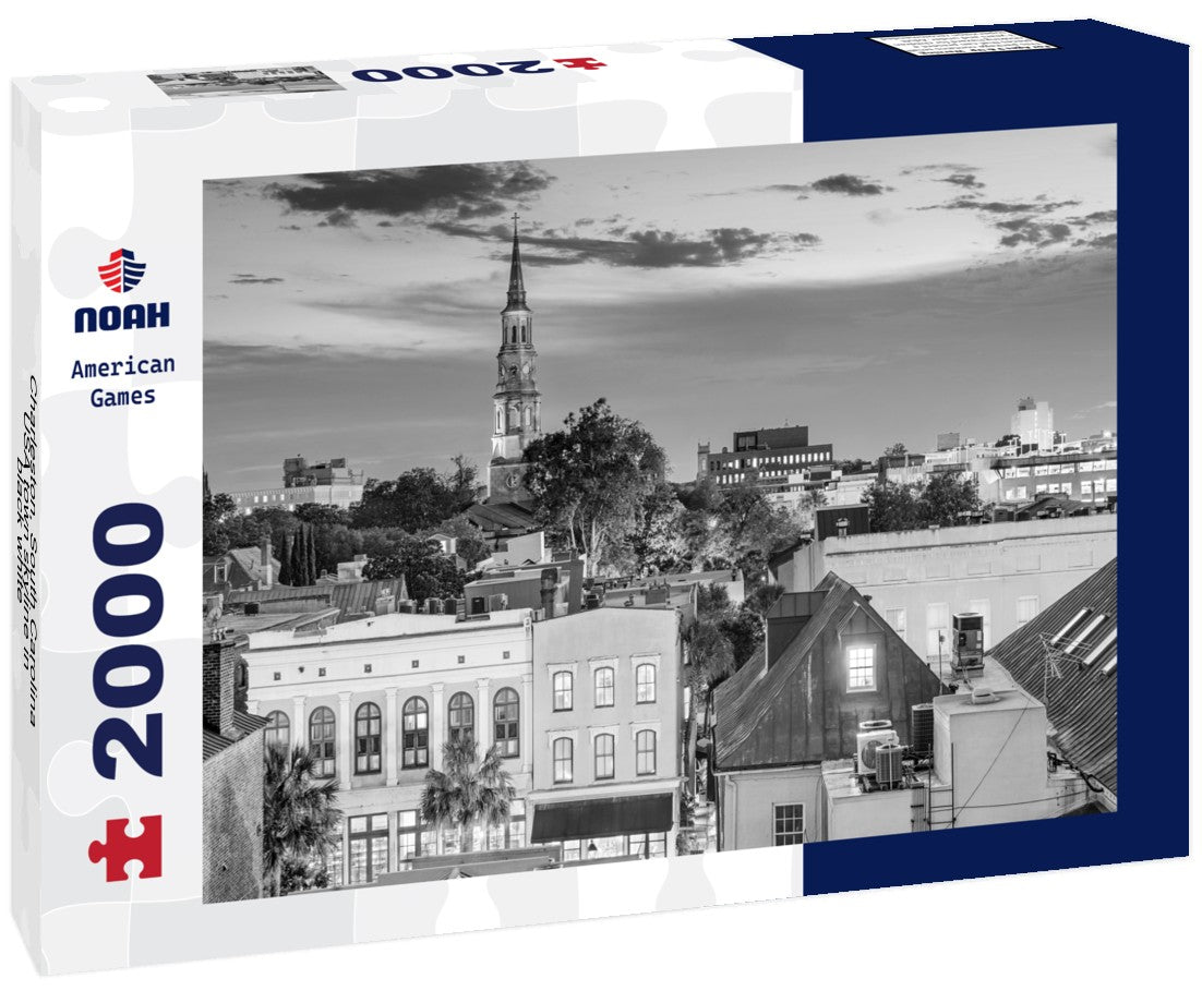 Noah Jigsaw Puzzle Charleston, South Carolina, USA town skyline in black white 2000 pieces