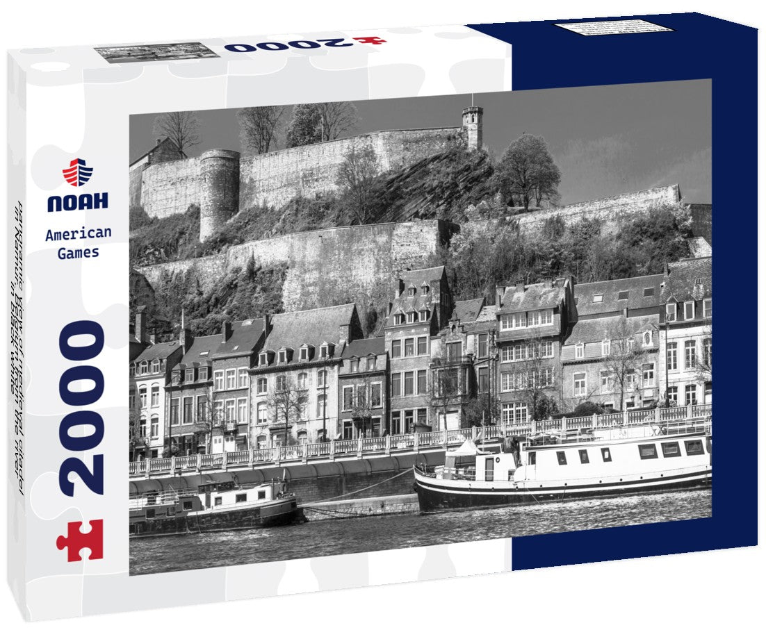 medieval citadel in Namur, Belgium from the river 2000pc PuzzleBlack and White