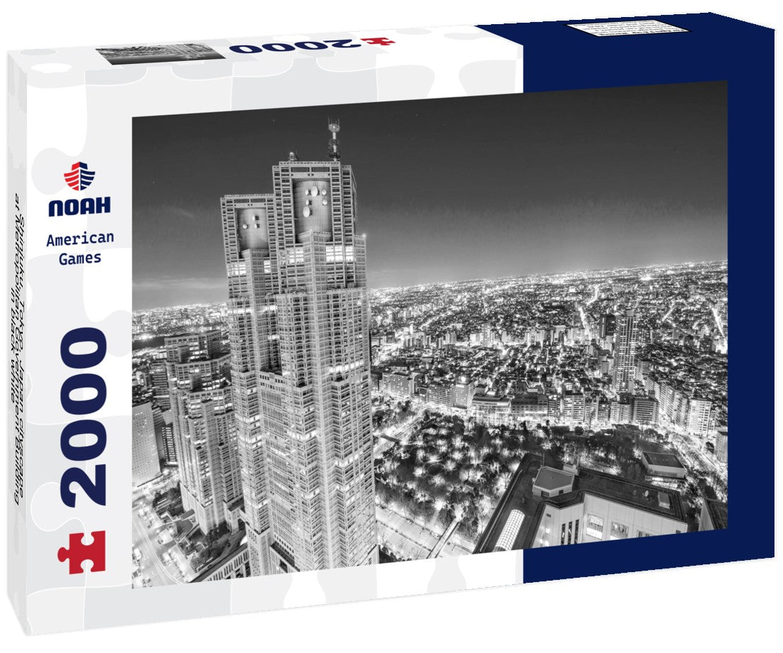 Noah Jigsaw Puzzle Shinjuku, Tokyo, Japan cityscape at Metropolitan Government Building in black white 2000 pieces
