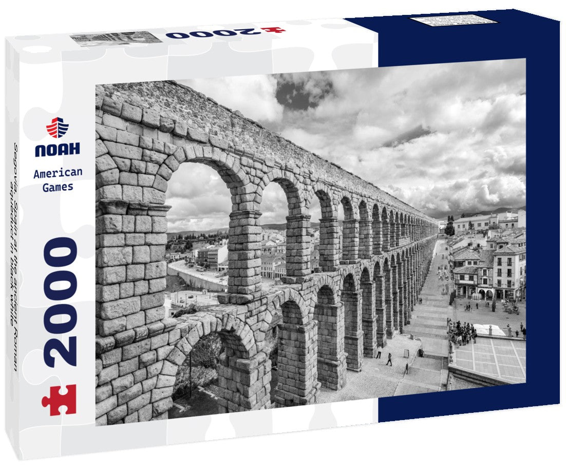 Noah Jigsaw Puzzle Segovia, Spain at the ancient Roman aqueduct in black white 2000 pieces