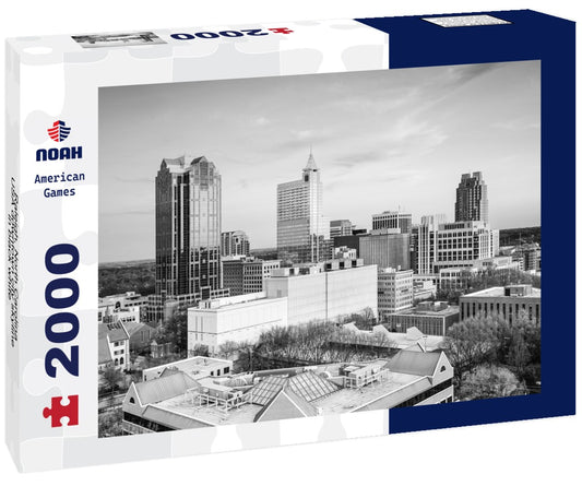 Noah Jigsaw Puzzle Raleigh, North Carolina, USA downtown city skyline in black white 2000 pieces