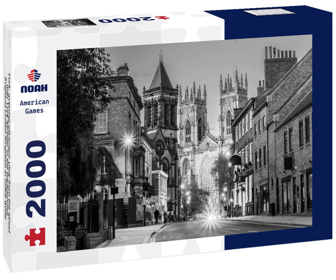 Noah Jigsaw Puzzle York, evening cityscape view from the street with York Minster in the background.England,United Kingdom in black white 2000 pieces