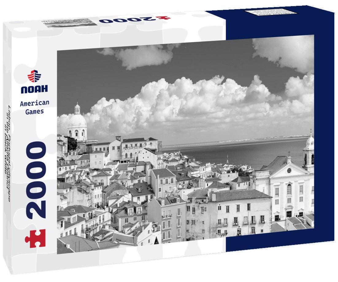 Noah Jigsaw Puzzle Lisbon, Portugal cityscape in the Alfama District in black white 2000 pieces