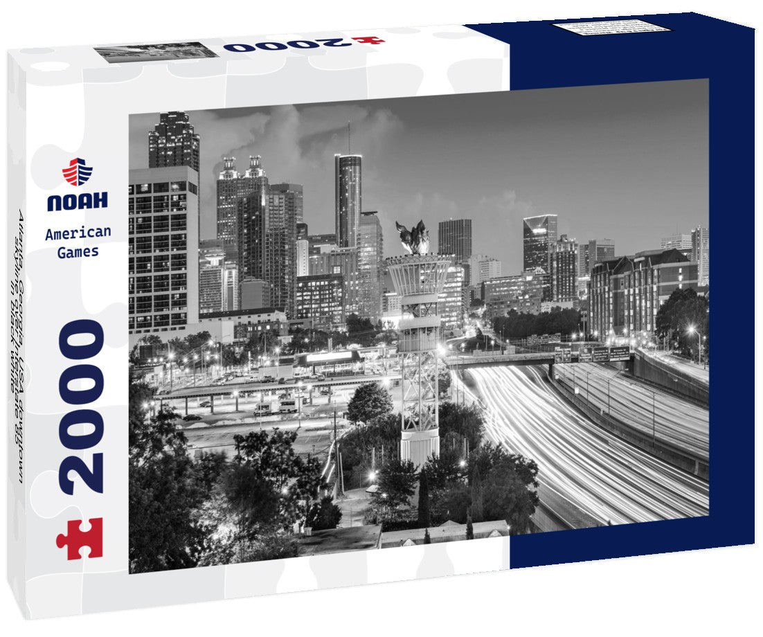 Noah Jigsaw Puzzle Atlanta, Georgia, USA downtown skyline over Interstate 85 in black white 2000 pieces