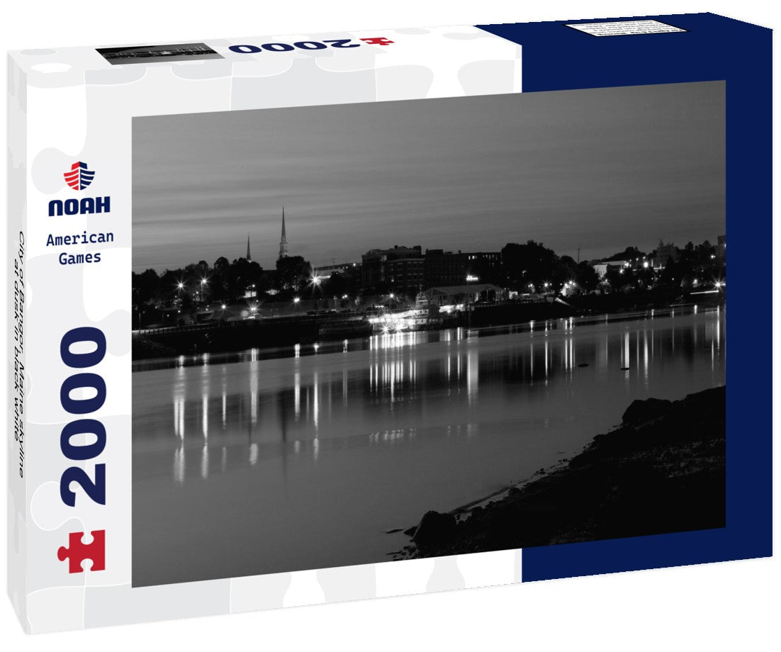 Noah Jigsaw Puzzle City of Bangor, Maine skyline at dusk in black white 2000 pieces