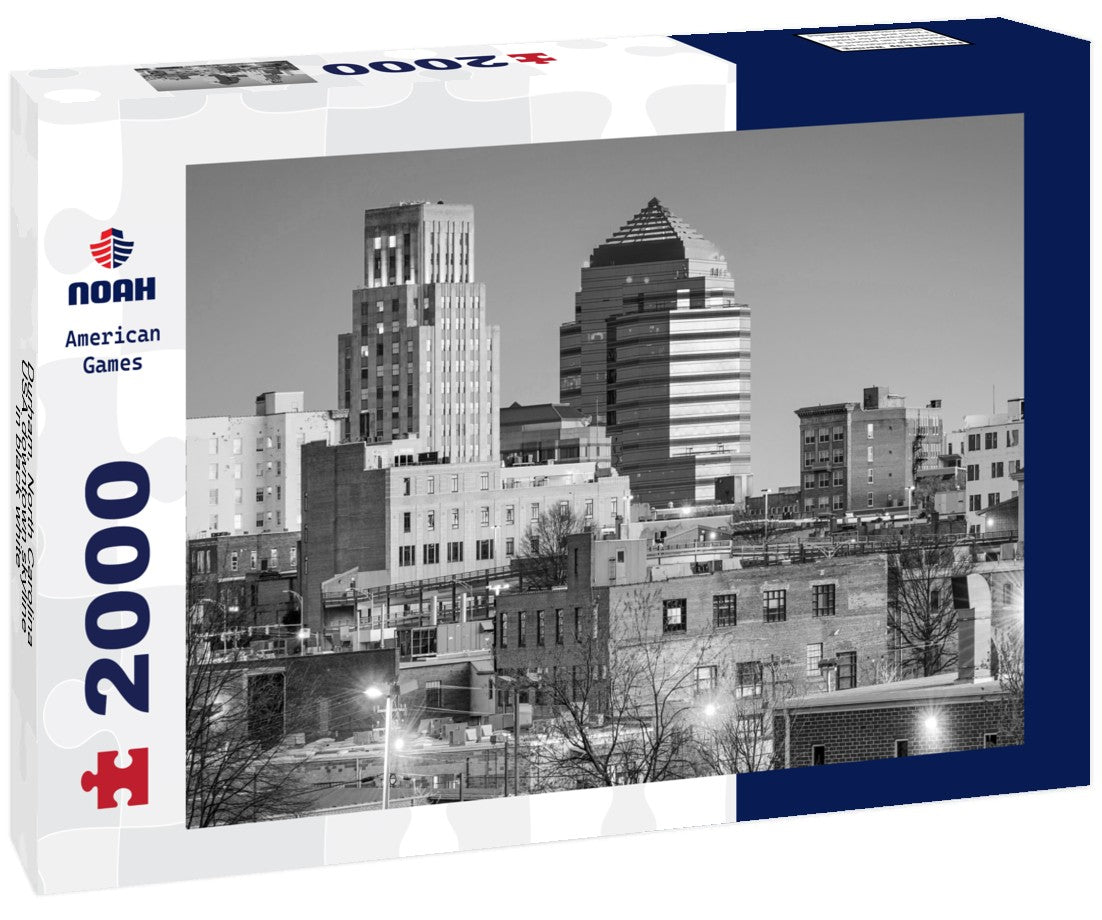 Noah Jigsaw Puzzle Durham, North Carolina, USA downtown skyline in black white 2000 pieces