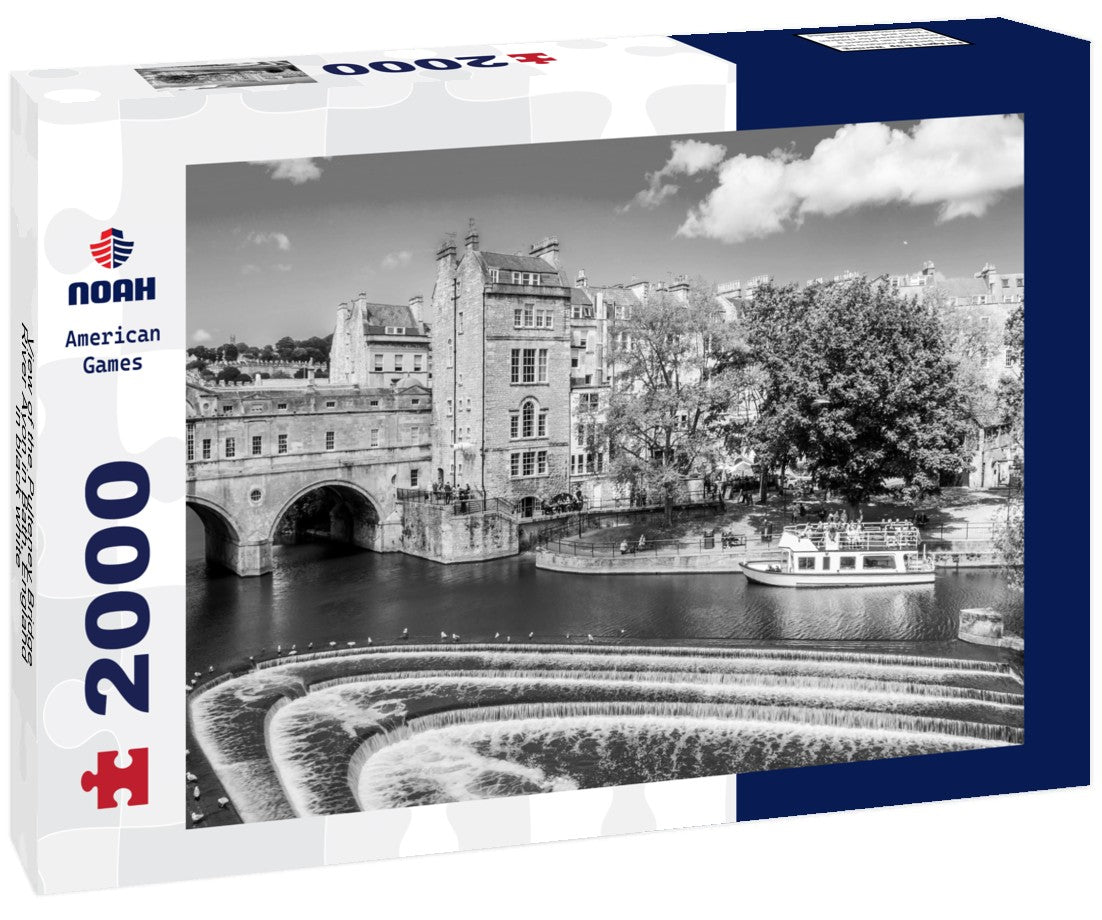 Noah Jigsaw Puzzle View of the Pulteney Bridge River Avon in Bath, England in black white 2000 pieces