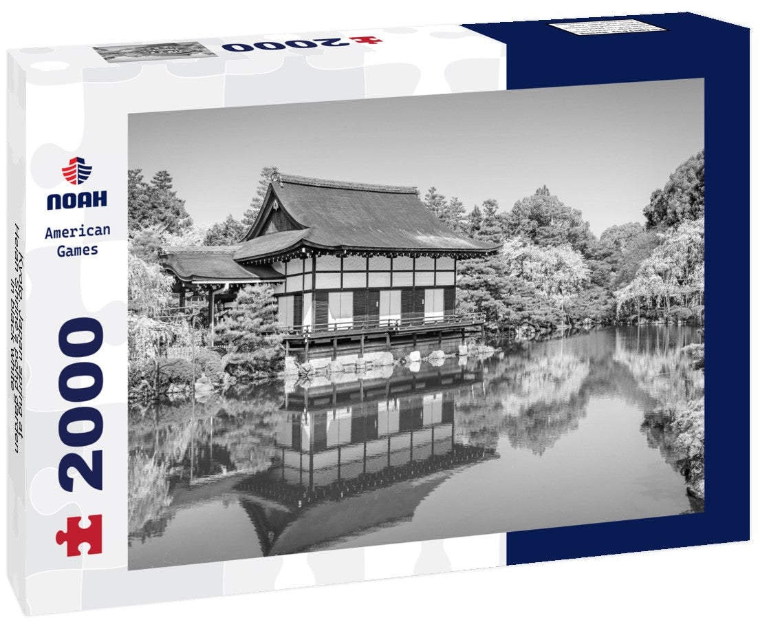 Noah Jigsaw Puzzle Kyoto, Japan spring at Heian Shrine's pond garden in black white 2000 pieces
