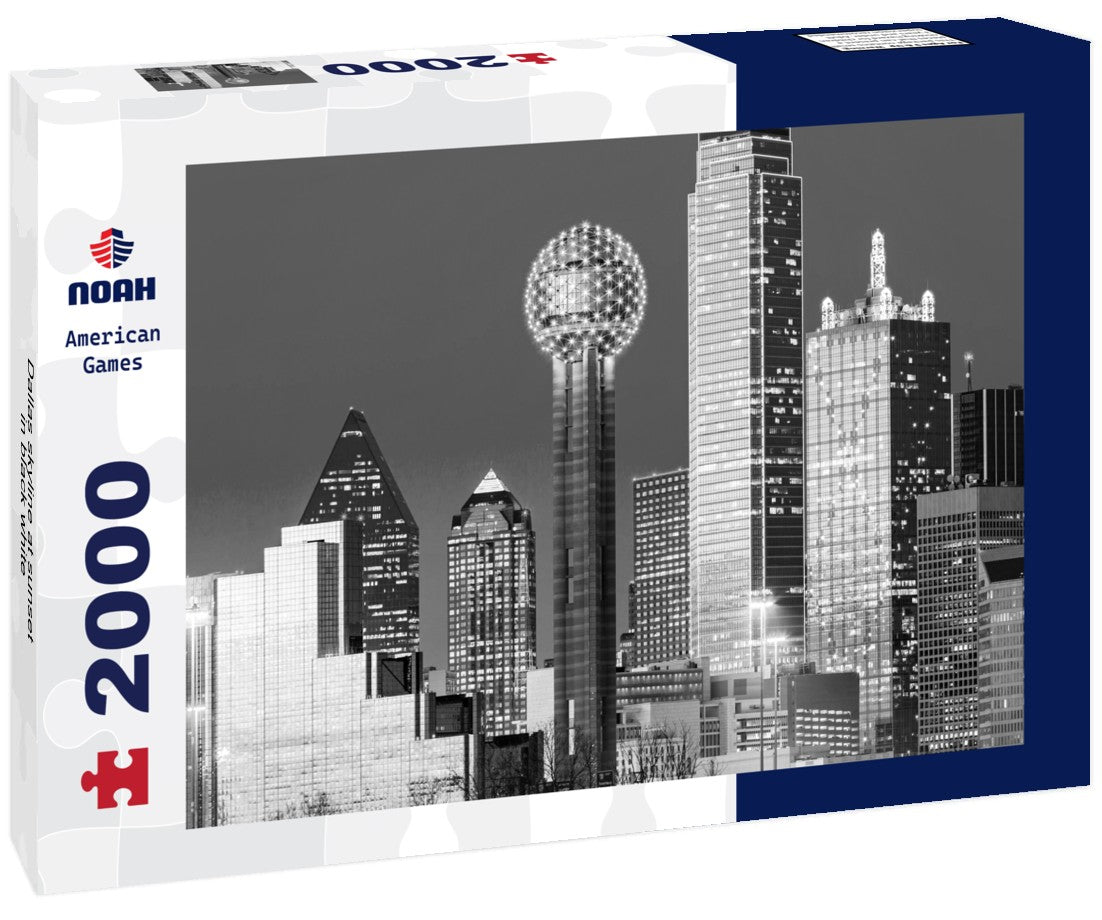 Noah Jigsaw Puzzle Dallas skyline at sunset in black white 2000 pieces