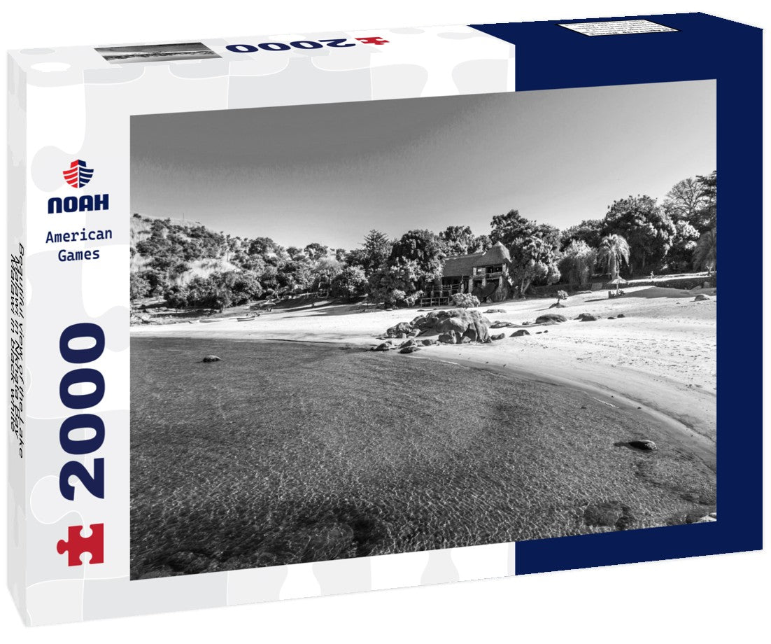 Noah Jigsaw Puzzle Beautiful view of the Lake Malawi in Nkhata Bay, Malawi in black white 2000 pieces