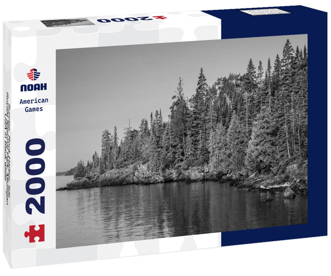 Noah Jigsaw Puzzle Sunrise, Rock Harbor, Isle Royale National Park, Michigan, USA in black white 2000 pieces