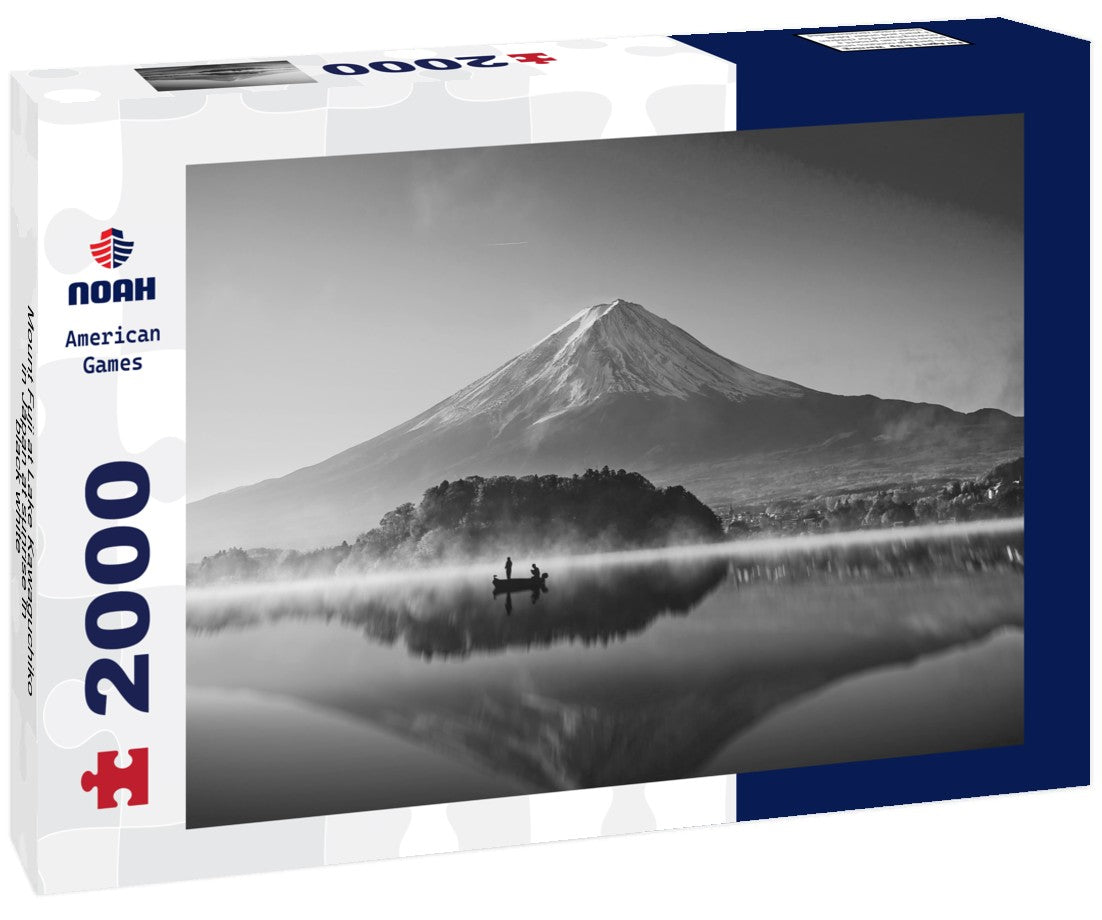 Noah Jigsaw Puzzle Mount Fuji at Lake Kawaguchiko in Japan at sunrise in black white 2000 pieces