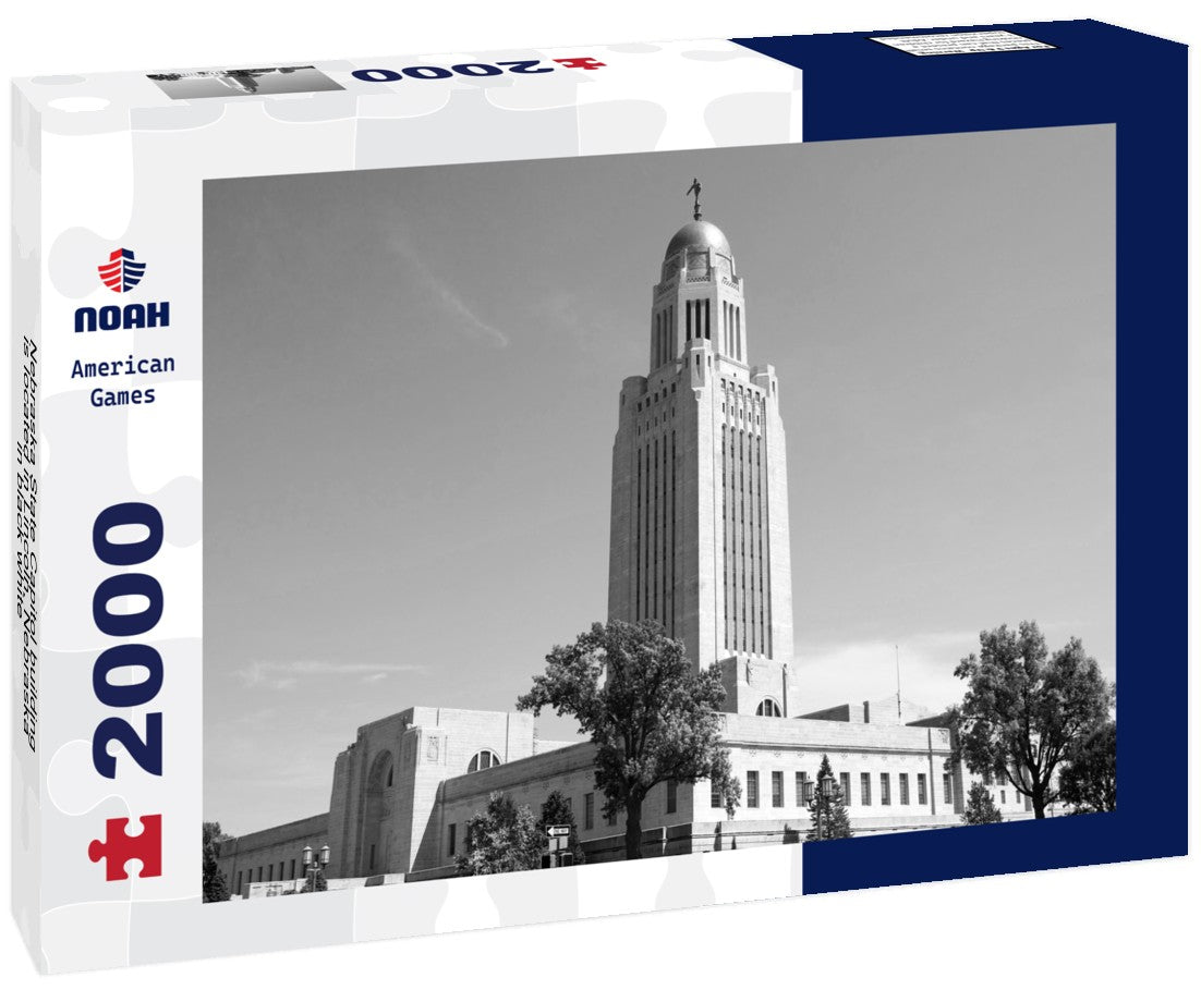 Noah Jigsaw Puzzle Nebraska State Capitol building is located in Lincoln, Nebraska in black white 2000 pieces