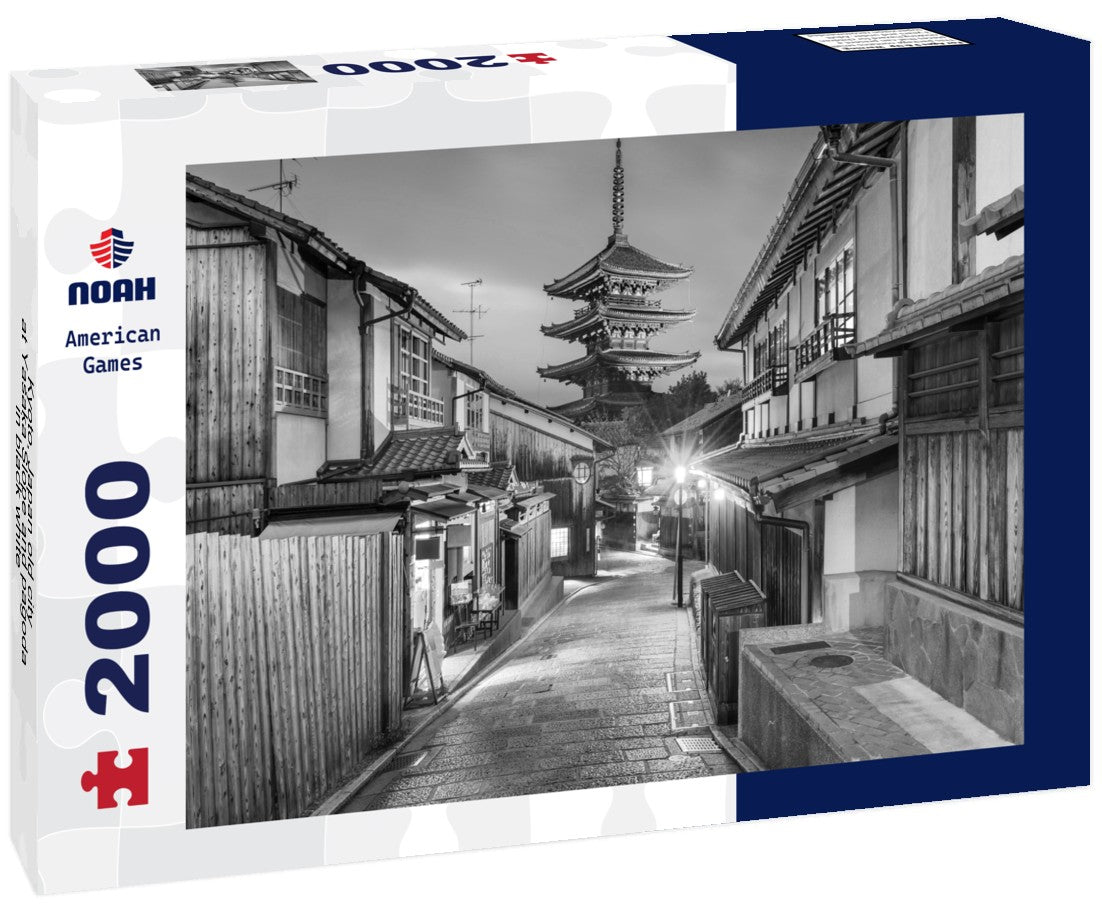 Noah Jigsaw Puzzle Kyoto, Japan old city at Yasaka Slope and pagoda in black white 2000 pieces
